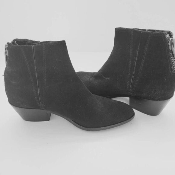 Calvin Klein Womens Ankle Boots Booties Black Block Heels Almond Toe Zip 7 New - Picture 5 of 9